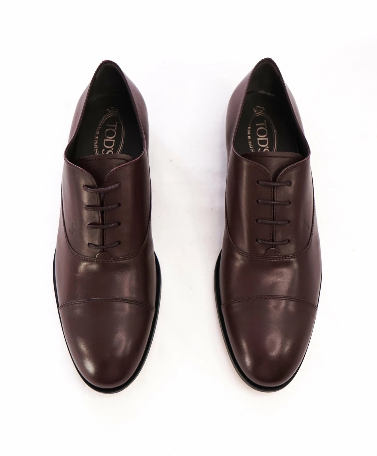 $575 TOD’S - Burgundy Oxblood Leather Oxfords “LOGO” Leather Sole- 11US (10 Tods)
