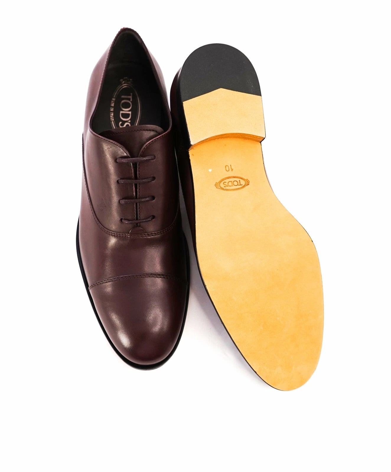 $575 TOD’S - Burgundy Oxblood Leather Oxfords “LOGO” Leather Sole- 11US (10 Tods)