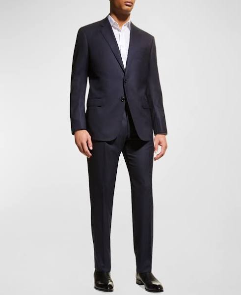 $3,795 GIORGIO ARMANI - "TAYLOR" Solid Navy Notch Lapel Super 150's Suit - 42R