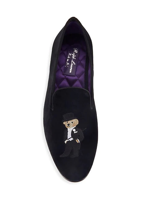 $800 RALPH LAUREN PURPLE LABEL - POLO "ALONZO" BEAR Black Loafers - 10