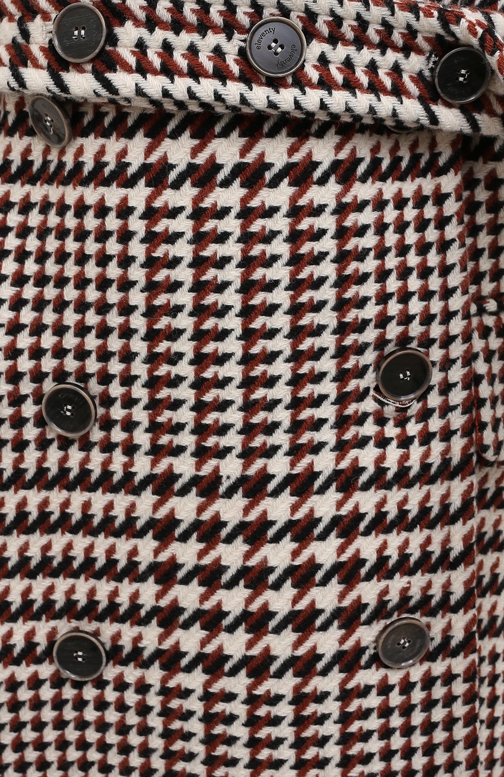 $3,200 ELEVENTY - Double-Breasted Ivory Bold Houndstooth Wool Coat - L 8US (44EU)