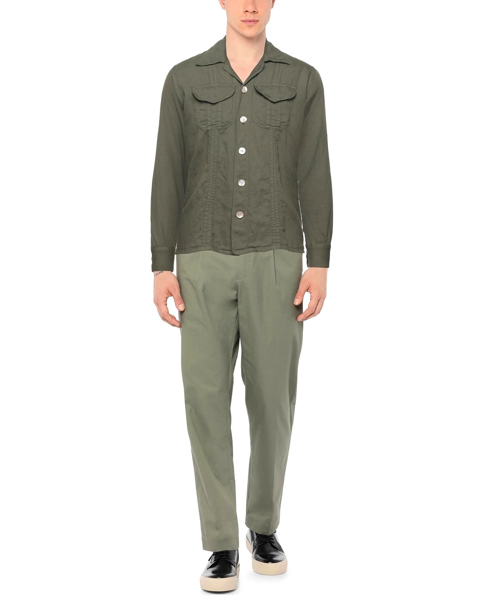 ELEVENTY PLATINUM - MOP Buttons Cotton/Linen Green Blend Shirt Jacket Coat - M