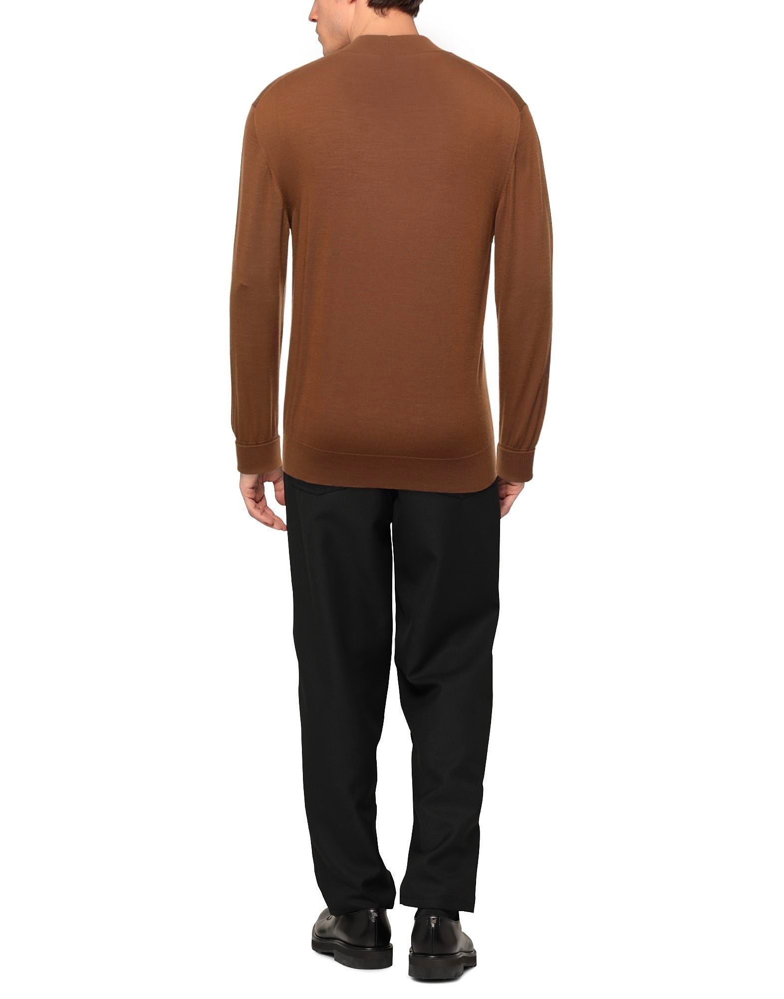 $795 ELEVENTY - Rust Brown MOP Engraved Pure Wool Cardigan Sweater - M