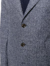 ELEVENTY - Blue Herringbone Suede Detail Logo Button Coat - 46R (56 EU)