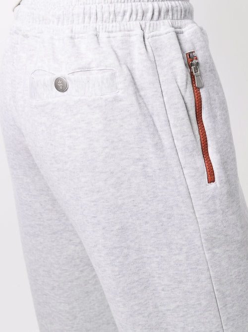 $795 ELEVENTY - Athleisure Cotton Gray/Red Sweatpants With Suede Tabs - Large