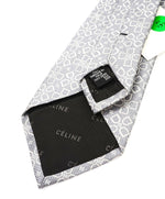 $195 CELINE - Modern Silk Horse-Bit Gray Tonal Necktie -