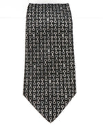 $195 CELINE - Modern Silk Horse-Bit & LOGO Black/White Tie Necktie -