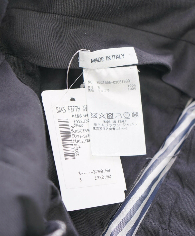 $3,200 THOM BROWNE - Gray Flannel Plaid Check Dress Pants Side Tabs- (SZ 1) 33W