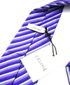 $195 CELINE - Modern Silk LOGO Tipped Light Blue/Purple/Navy Tie Necktie -