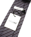 $195 CELINE - Modern Silk LOGO Tipped Pastel Pink & Gray Tie Necktie -