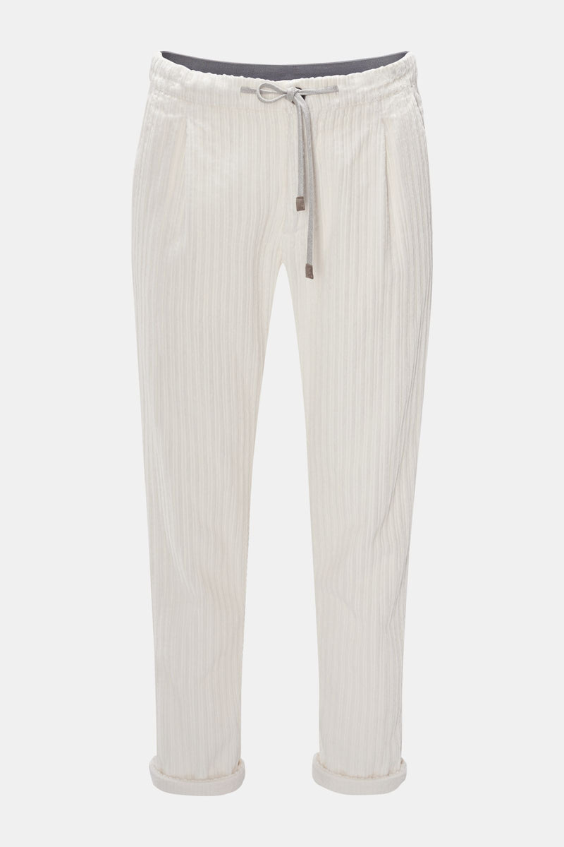 ELEVENTY - JOGGER *SUEDE Draw String* White CASHMERE Corduroy Pants- 33W