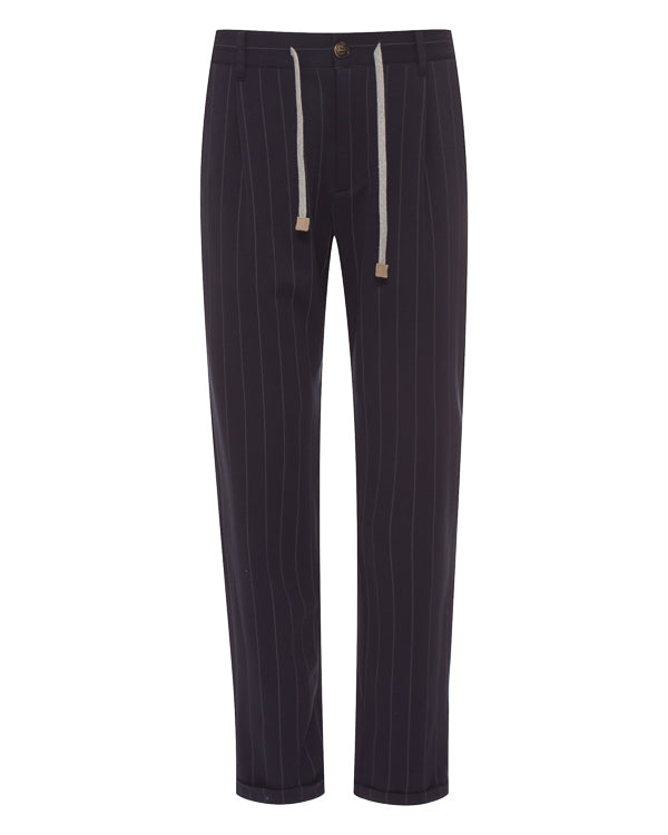 $545 ELEVENTY - JOGGER *Draw String* Blue Chalk Stripe Dress/Casual Pants- 36W