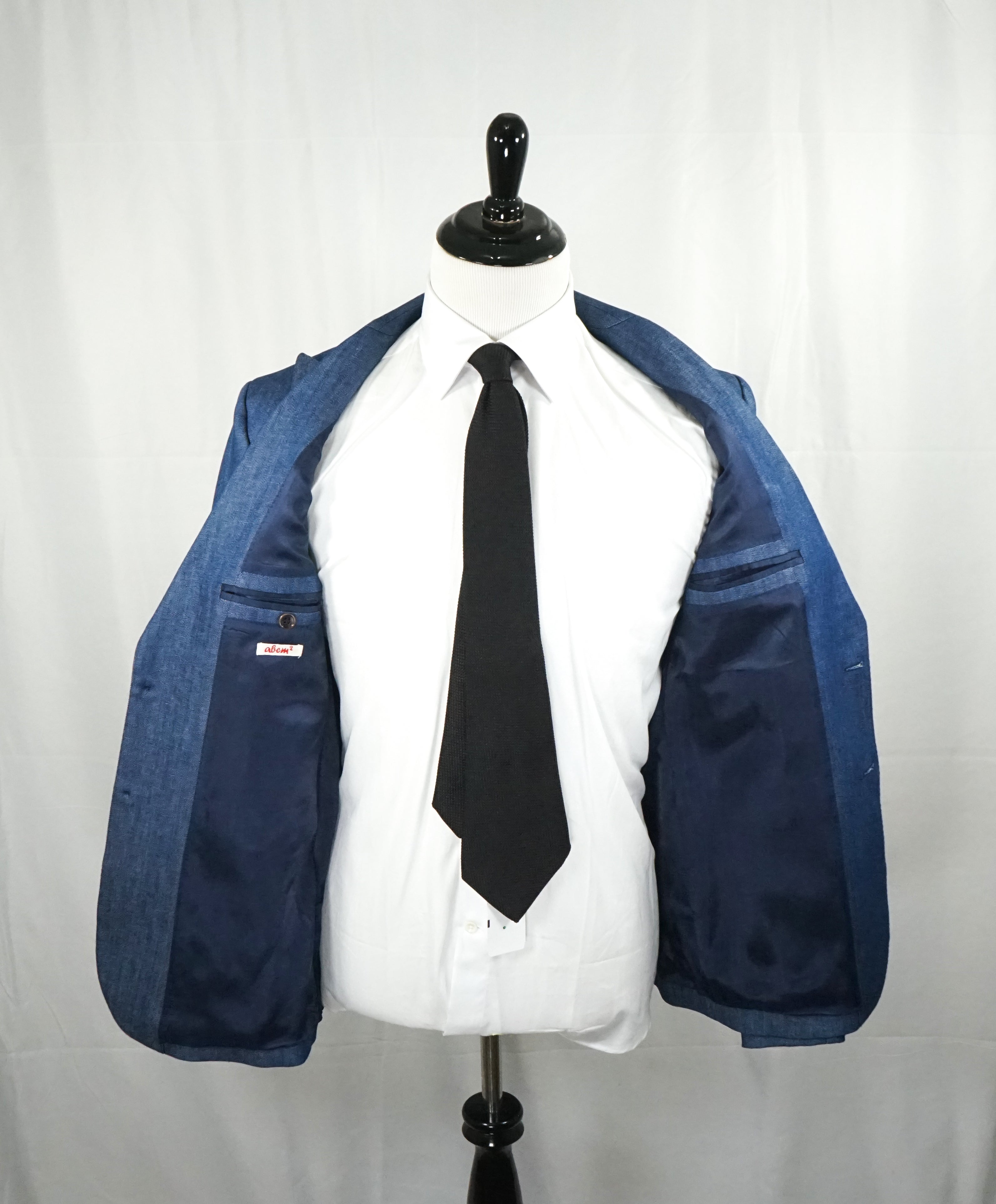 ABC M2- Wide Peak Lapel Made In Italy Denim Tom Ford Style Suit - 42R