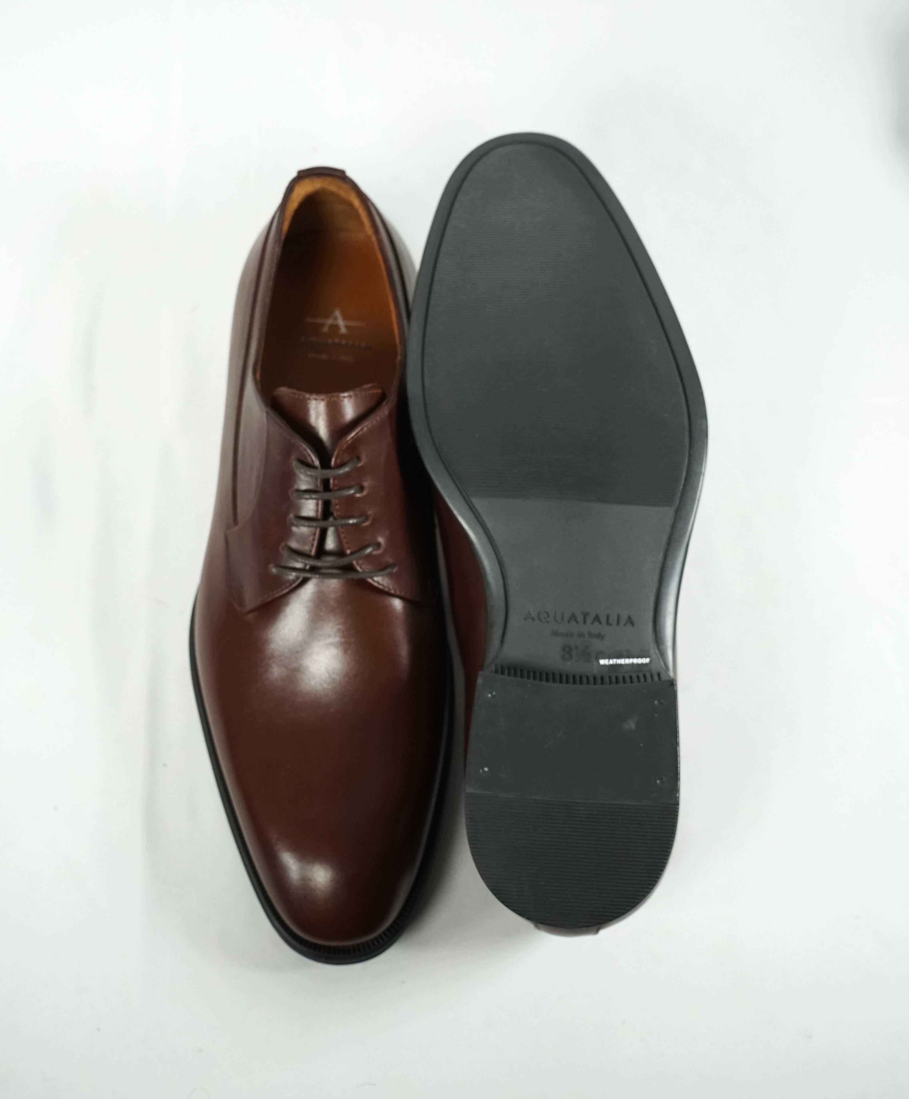 AQUATALIA - "Decker" Brown Leather Derby Oxfords - 8.5