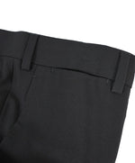 ARMANI COLLEZIONI - Solid Black Flat Front Dress Pants Pick Stitching & Coin Pocket - 34W