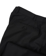 ARMANI COLLEZIONI - Solid Black Flat Front Dress Pants Pick Stitching & Coin Pocket - 34W