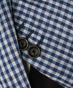 ARMANI COLLEZIONI - Blue & Navy Plaid Check Ultra Light Linen Blazer- 38R