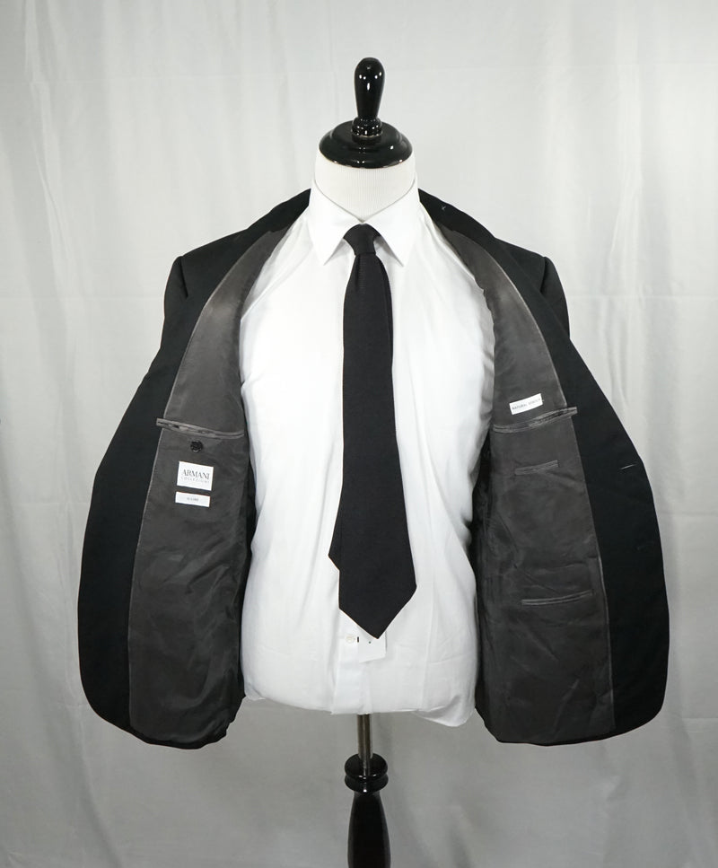 ARMANI COLLEZIONI - “G Line” Natural Stretch Black Notch Lapel Suit - 46R