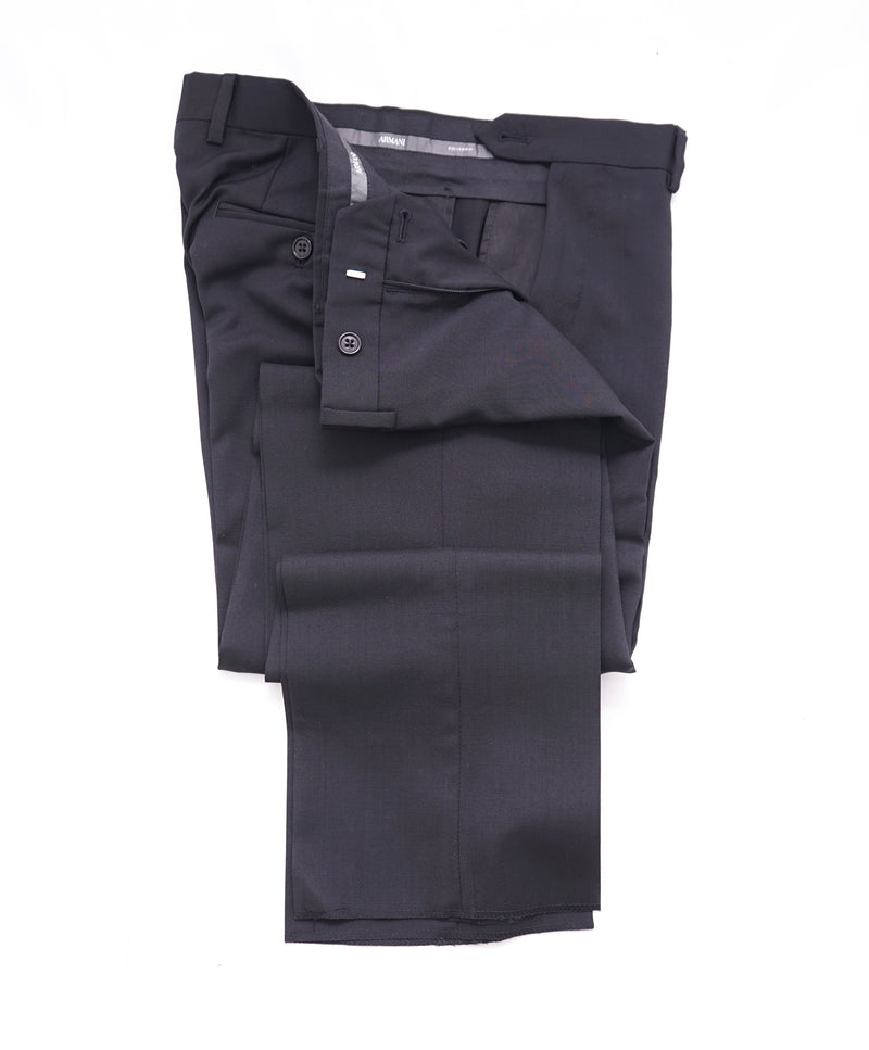 ARMANI COLLEZIONI - "M Line" Slim Modern Black Notch Lapel Suit - 40R