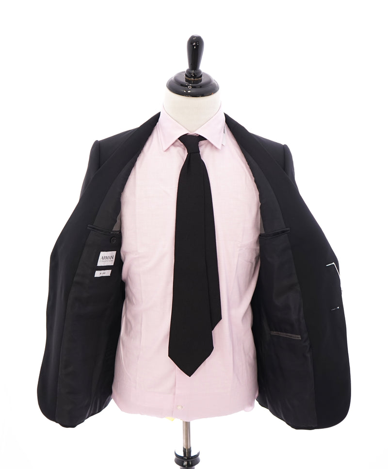ARMANI COLLEZIONI -  "M Line" Slim Modern Black Notch Lapel Suit - 40R