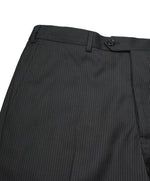 ARMANI COLLEZIONI - Black & Gray Tonal Stripe Flat Front Dress Pants - 35W