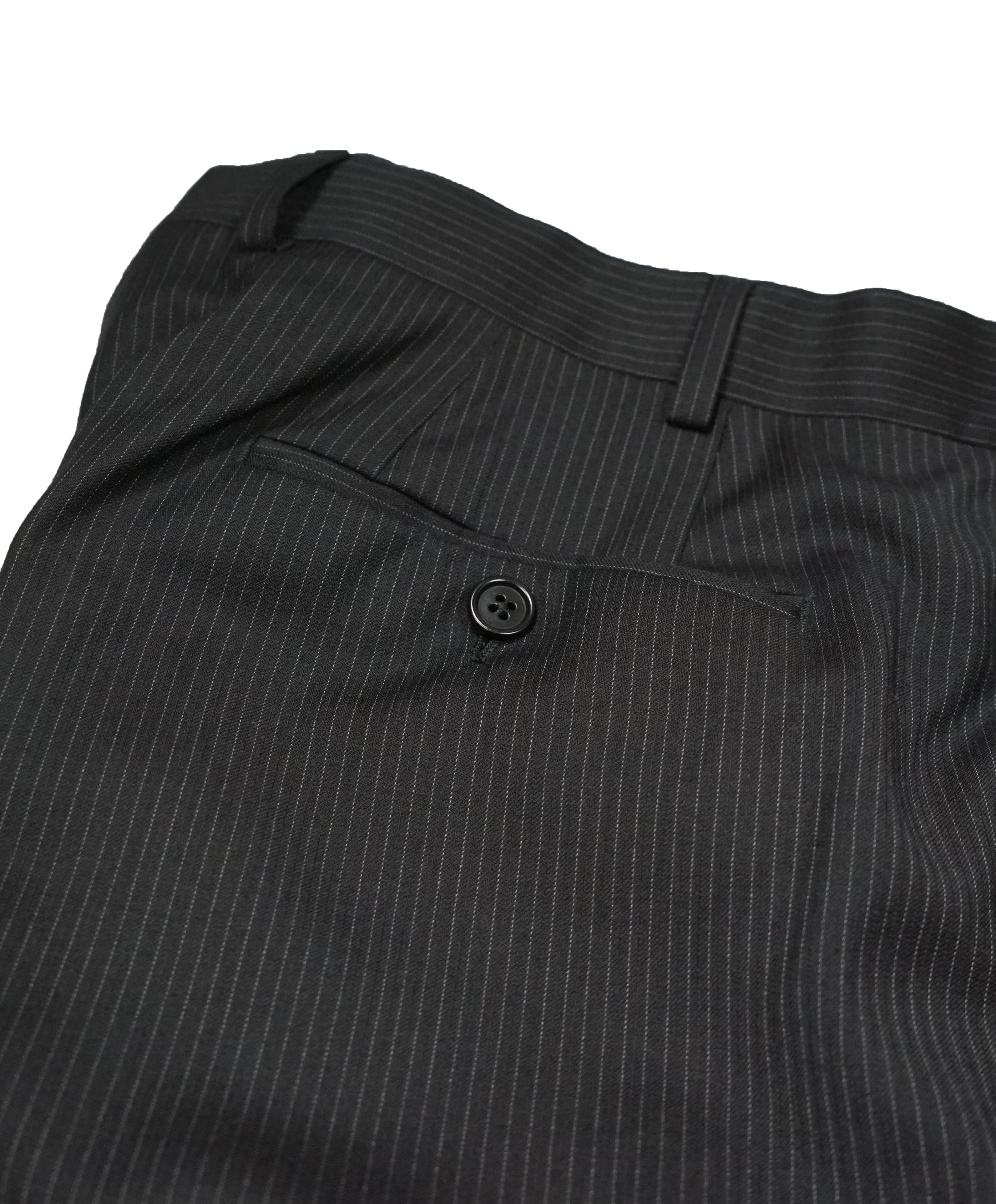 ARMANI COLLEZIONI - Black & Gray Tonal Stripe Flat Front Dress Pants - 35W