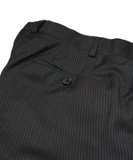 ARMANI COLLEZIONI - Black & Gray Tonal Stripe Flat Front Dress Pants - 35W