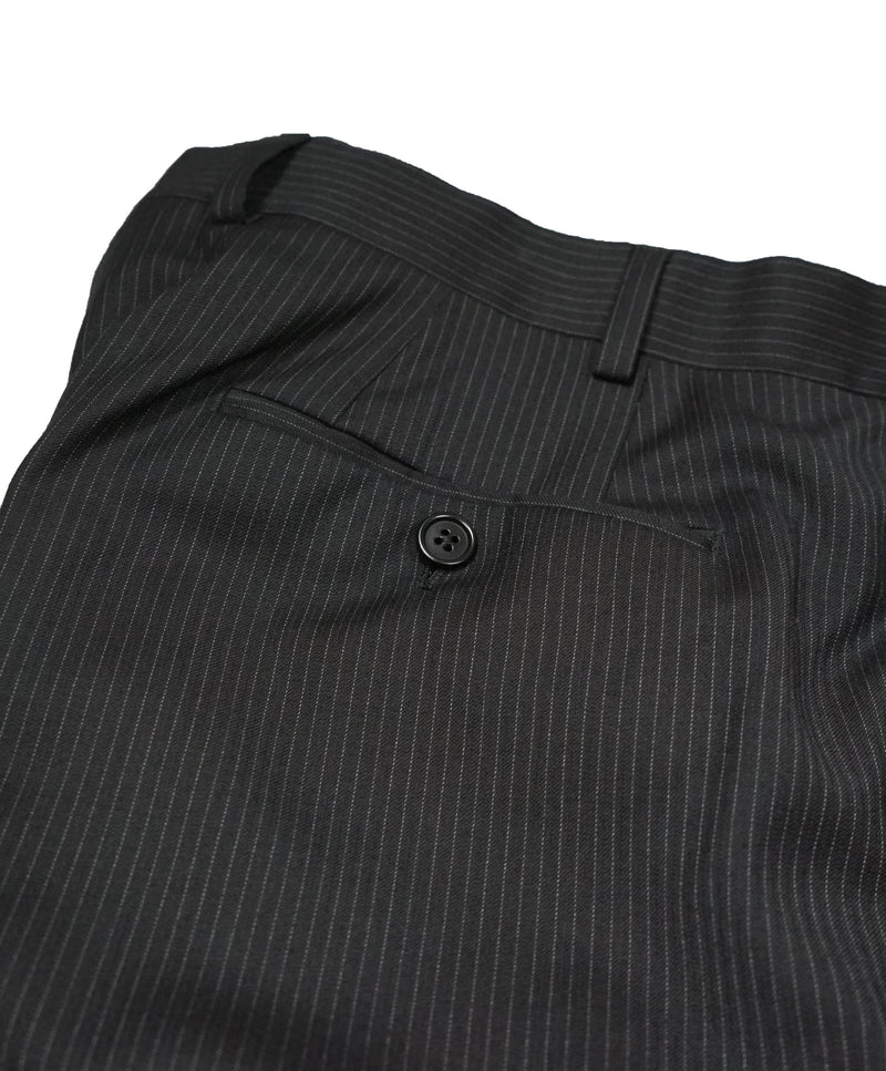 ARMANI COLLEZIONI - Black & Gray Tonal Stripe Flat Front Dress Pants - 35W
