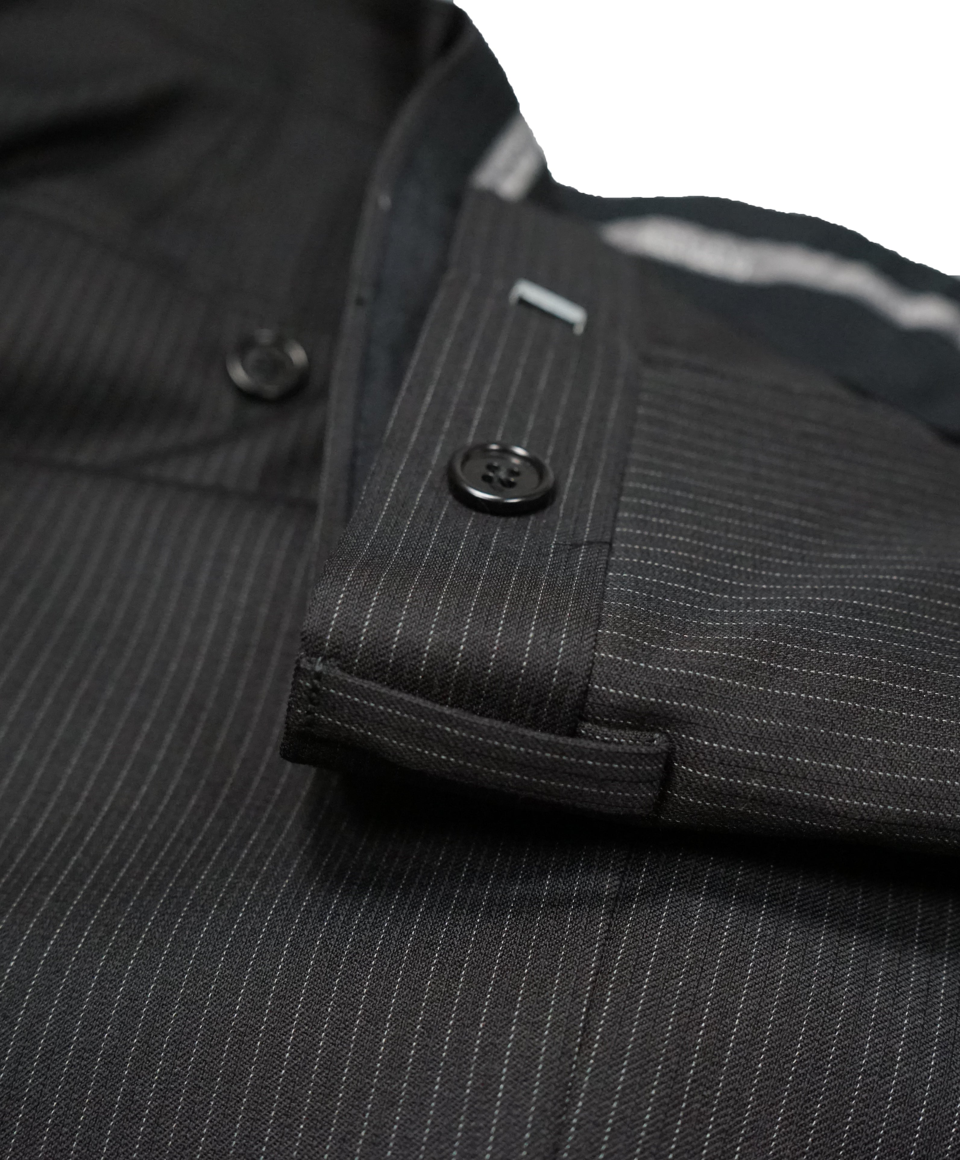 ARMANI COLLEZIONI - Black & Gray Tonal Stripe Flat Front Dress Pants - 35W