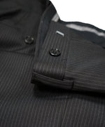 ARMANI COLLEZIONI - Black & Gray Tonal Stripe Flat Front Dress Pants - 35W