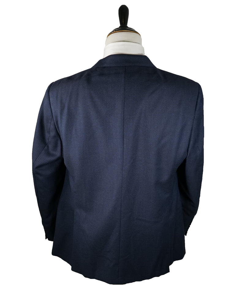ARMANI COLLEZIONI - Blue Textured Wool Blazer Diamond Pattern - 48R