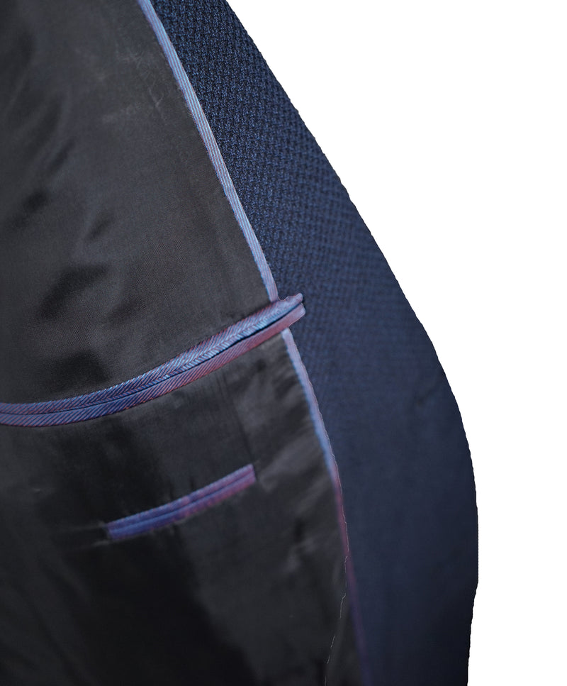 ARMANI COLLEZIONI - Blue Textured Wool Blazer Diamond Pattern - 48R
