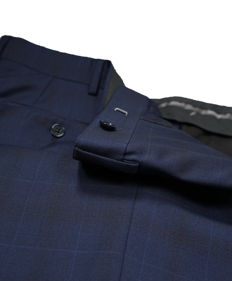 ARMANI COLLEZIONI - Bold Blue Check Plaid Flat Front Dress Pants - 38W