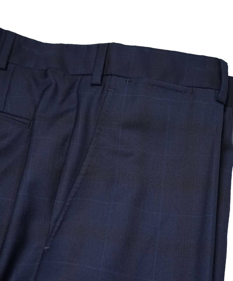 ARMANI COLLEZIONI - Bold Blue Check Plaid Flat Front Dress Pants - 38W