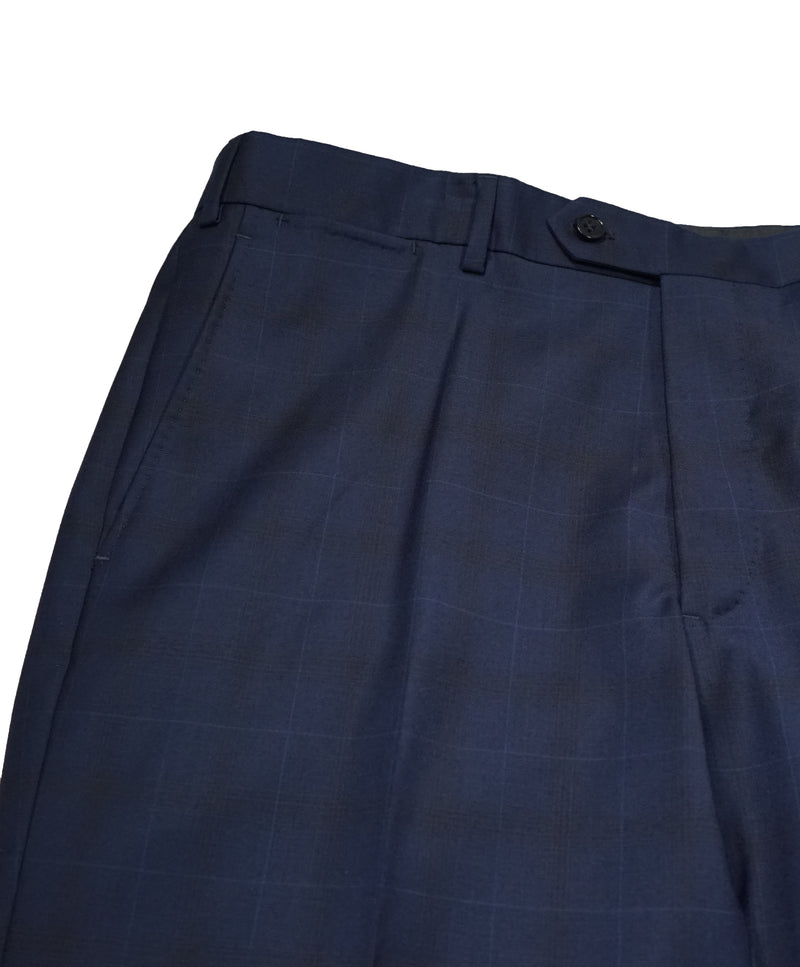 ARMANI COLLEZIONI - Bold Blue Check Plaid Flat Front Dress Pants - 38W