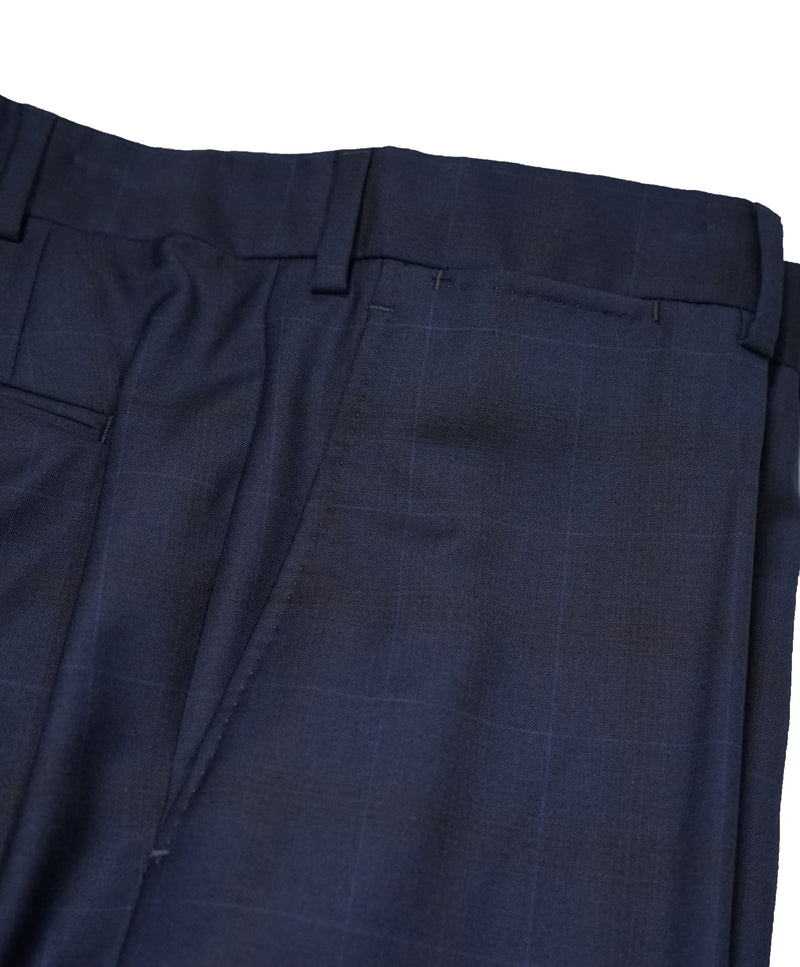 ARMANI COLLEZIONI - Bold Blue Check Plaid Flat Front Dress Pants - 36W