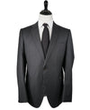 ARMANI COLLEZIONI -Gray & Charcoal Stripe Slim “M Line” Wool Suit - 46L