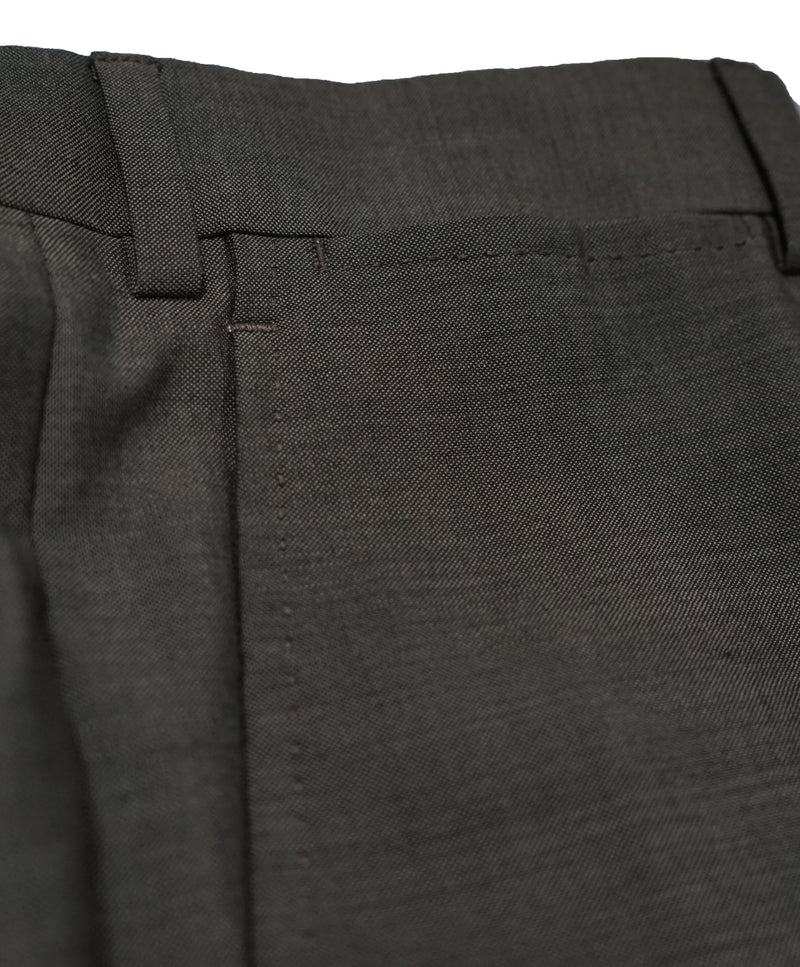 ARMANI COLLEZIONI - Gray Olive Textured Flat Front Dress Pants - 33W