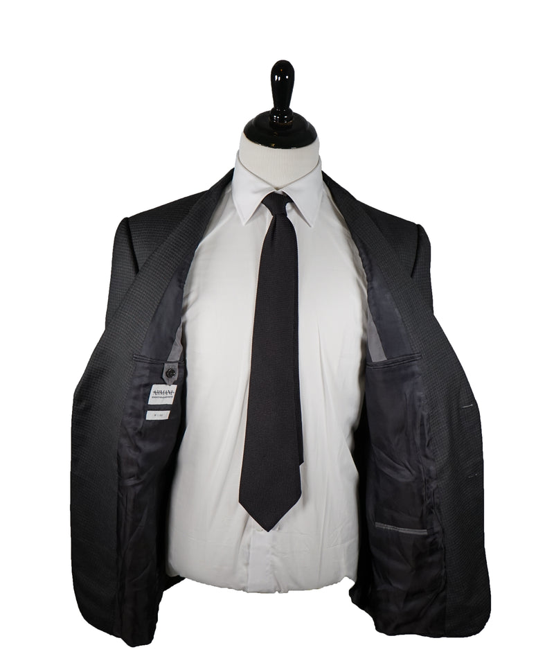 ARMANI COLLEZIONI - “M LINE” MICRO-CHECK BASKET WEAVE GRAY SUIT 
