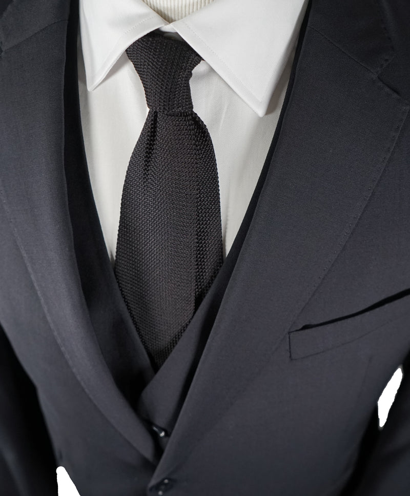 ARMANI COLLEZIONI - “M Line” 3-Piece Navy Solid Suit With Pick Stitching - 46R