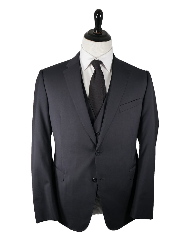 ARMANI COLLEZIONI - “M Line” 3-Piece Navy Solid Suit With Pick Stitching - 46R