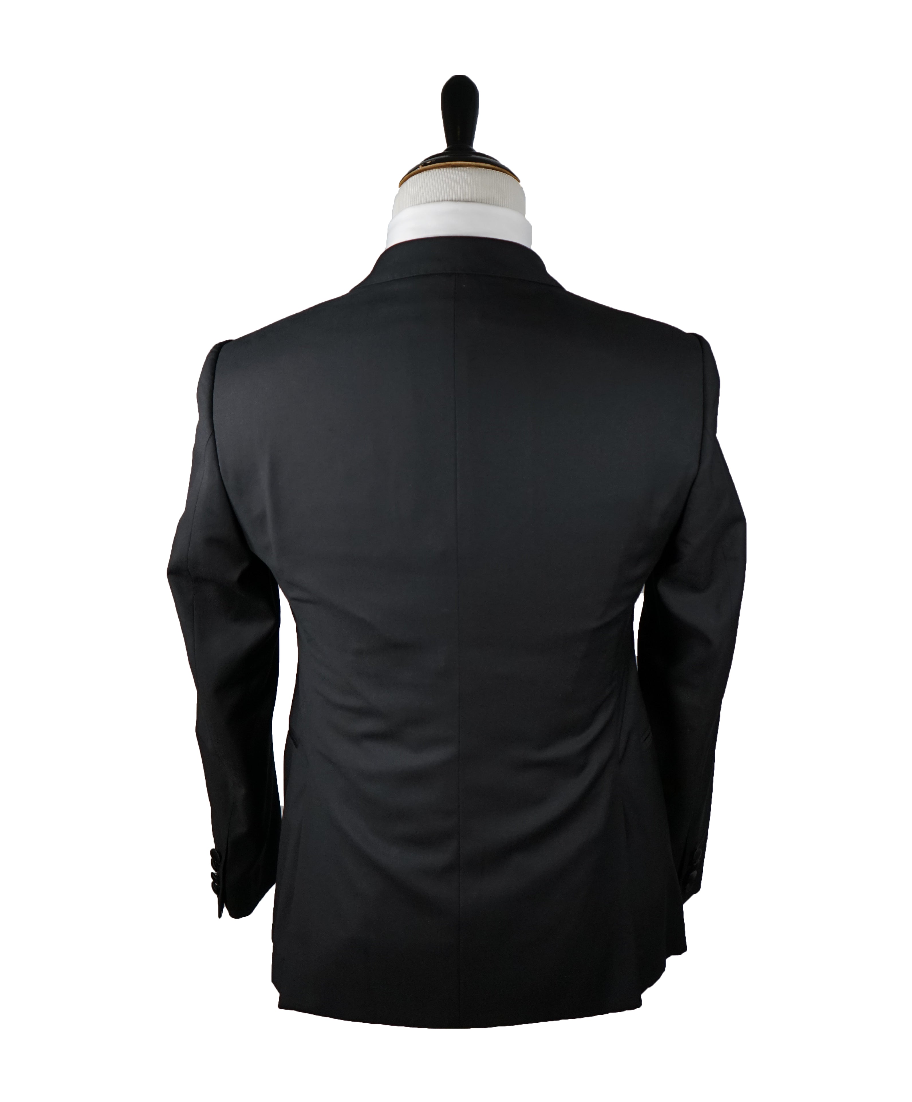 ARMANI COLLEZIONI - “M Line” Black Textured Fabric Tuxedo Suit - 38S