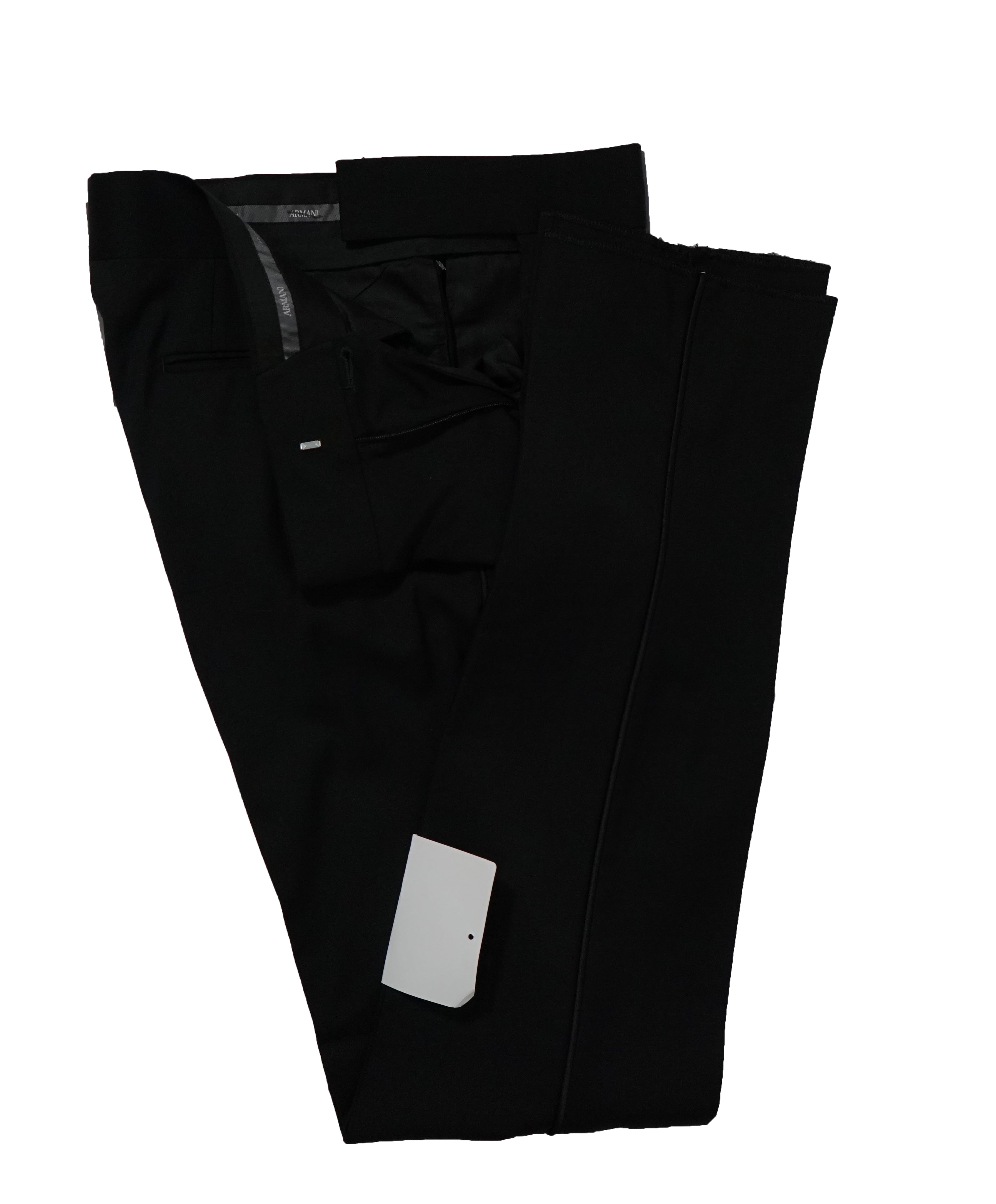 ARMANI COLLEZIONI - “M Line” Black Textured Fabric Tuxedo Suit - 38S