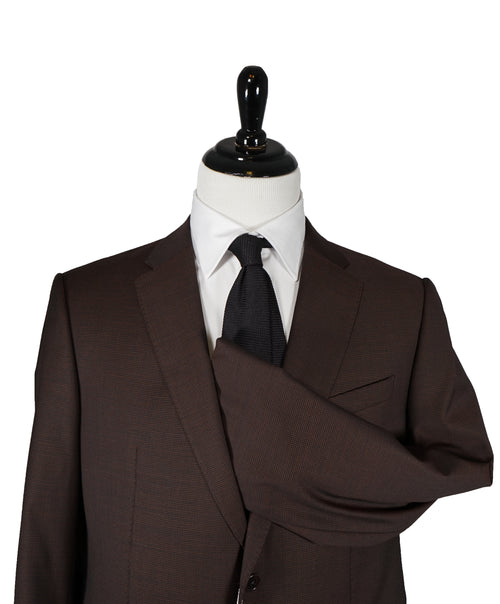 ARMANI COLLEZIONI - M Line Brown Micro Check Suit - 46R