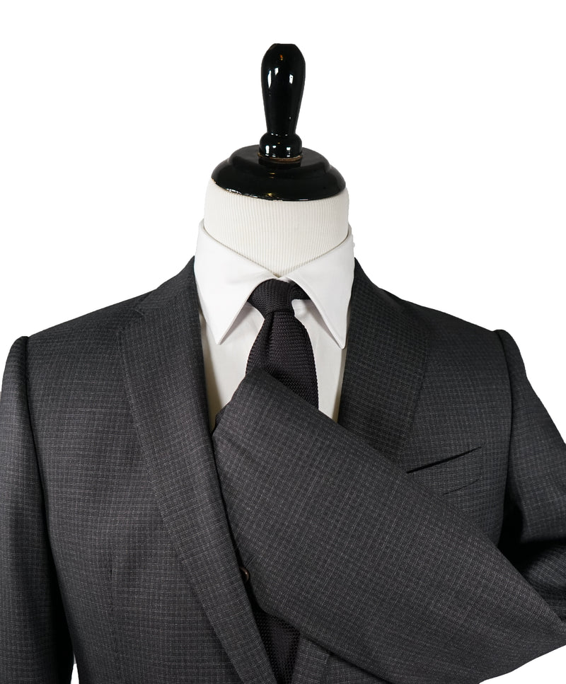 ARMANI COLLEZIONI - “M Line” Micro-Check Basket Weave Gray Suit - 40L