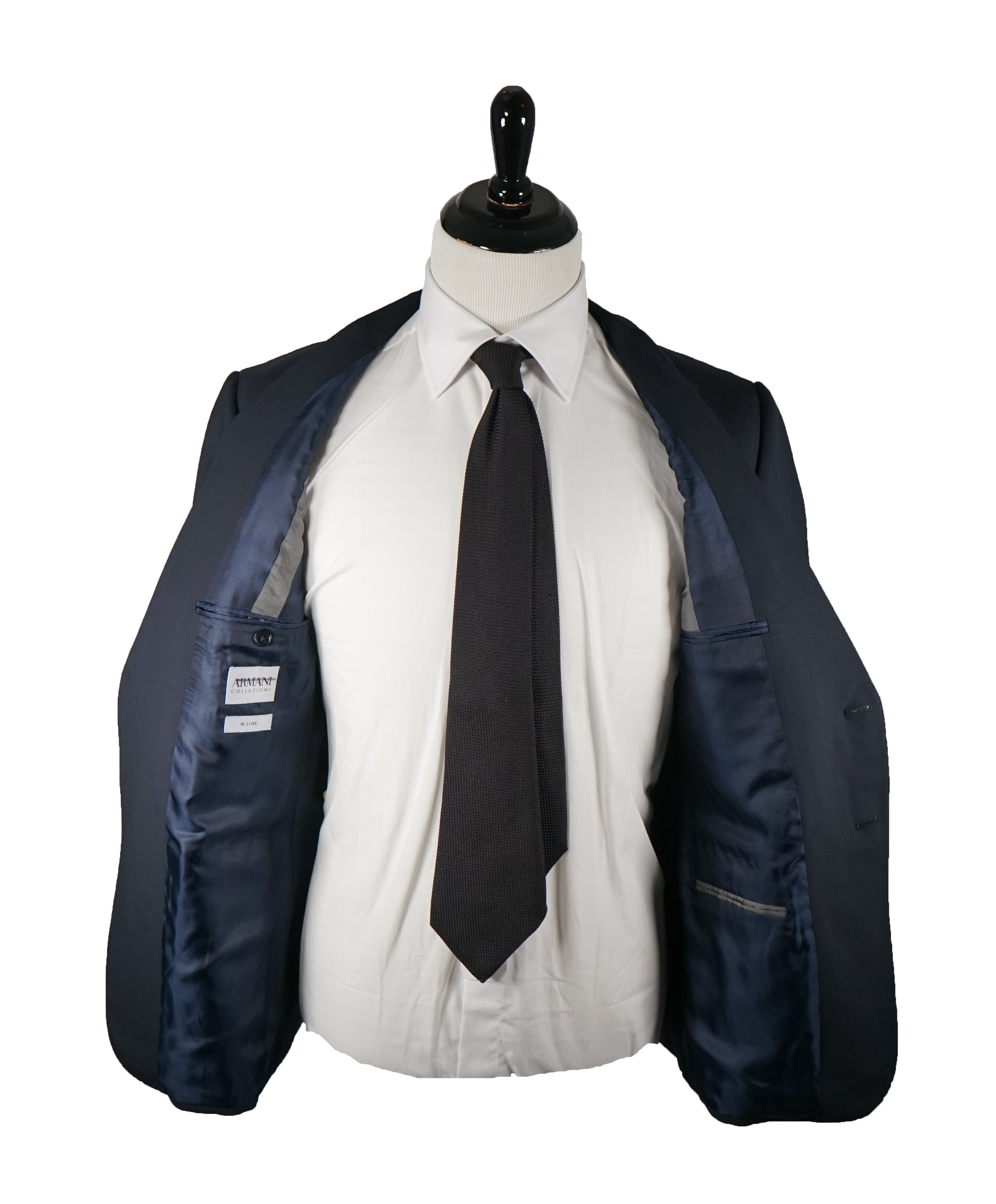 ARMANI COLLEZIONI - “M Line” Navy Solid Suit With Pick Stitching - 42R