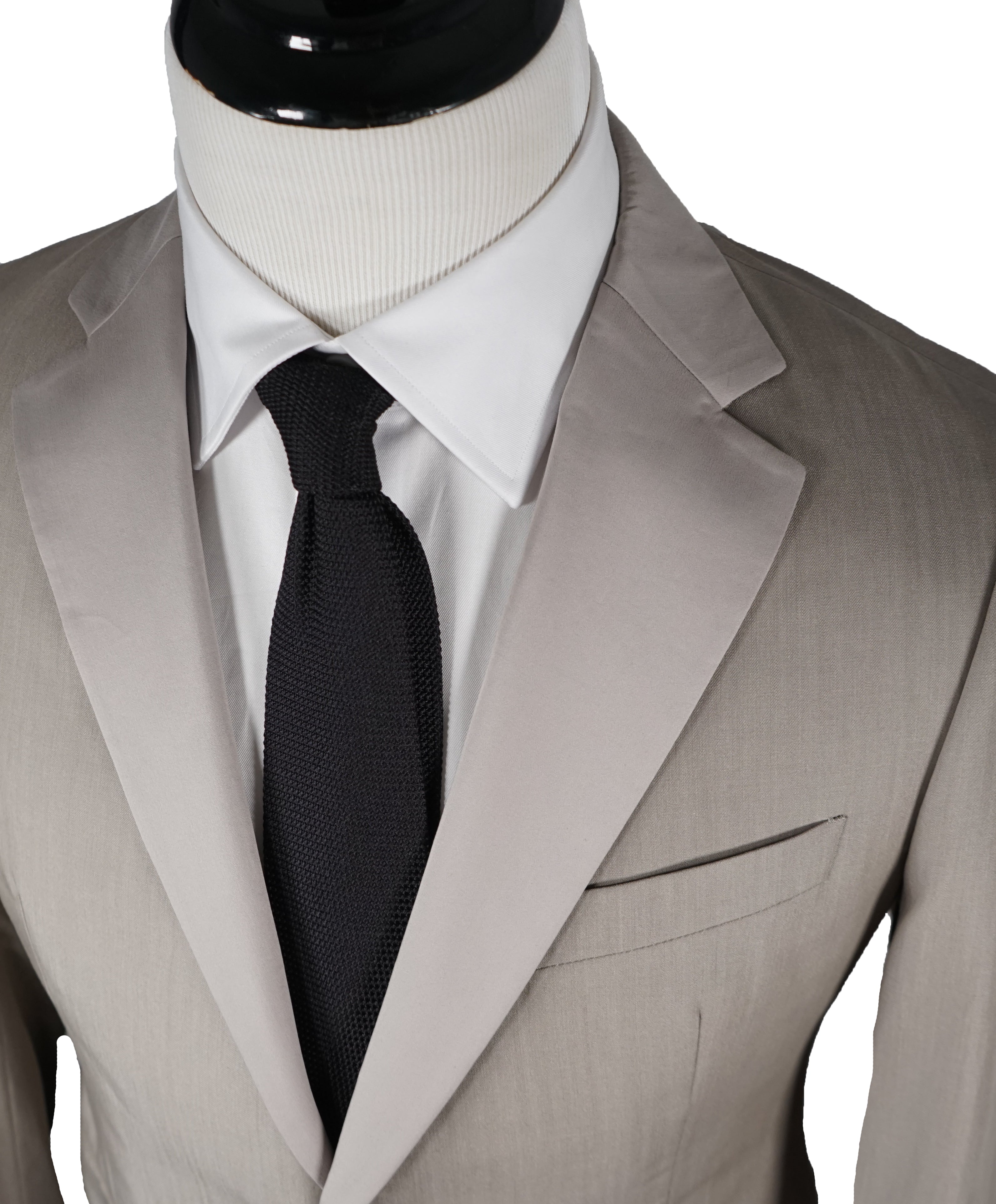 ARMANI COLLEZIONI - “M Line” Slim Beige Stone Summer Suit Tonal Satin Lapel - 40R