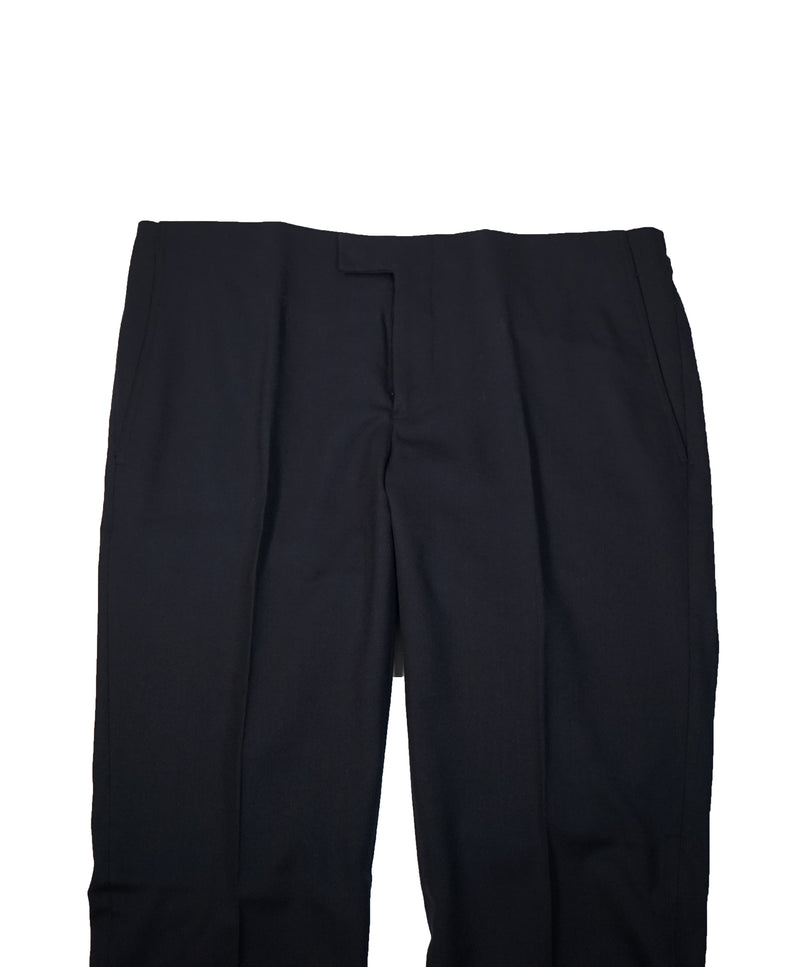 ARMANI COLLEZIONI - Navy Twill Dress Pants With Side Tabs - 38W