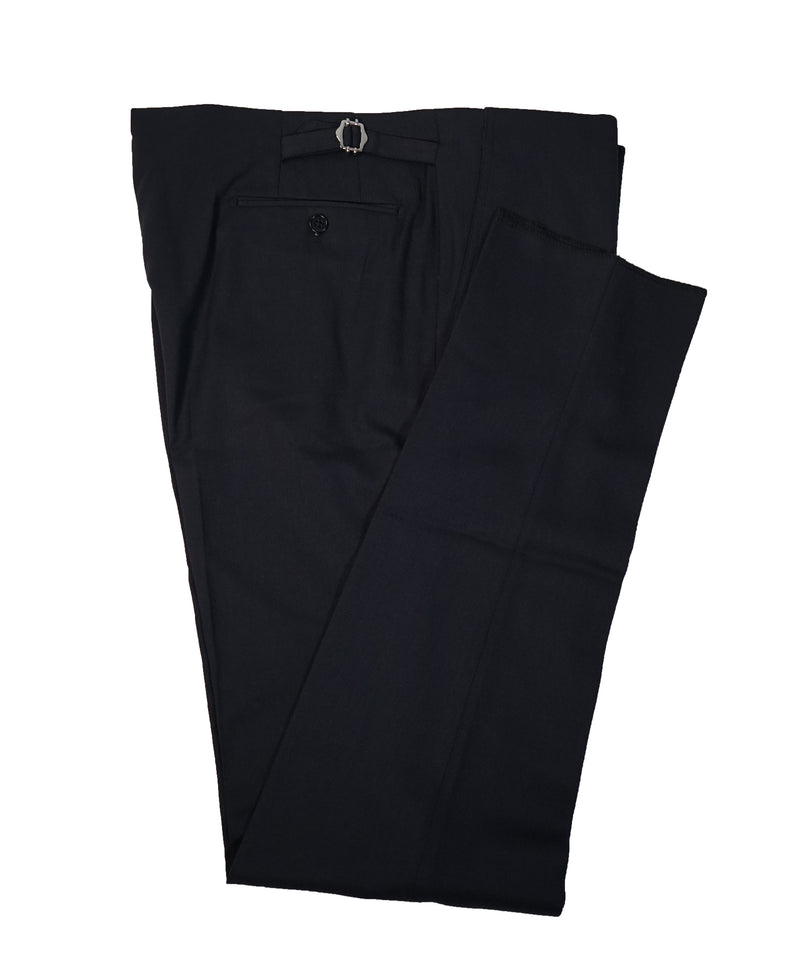 ARMANI COLLEZIONI - Navy Twill Dress Pants With Side Tabs - 38W
