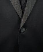 ARMANI COLLEZIONI - “S Line” Slim Black Honeycomb Geometric lapel Suit - 46R